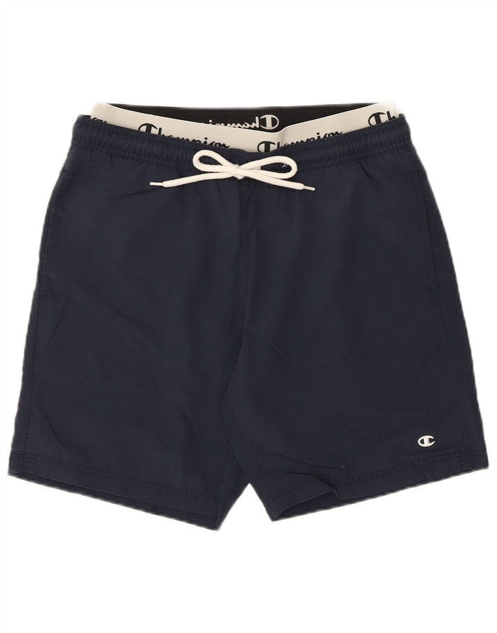CHAMPION Mens Graphic Sport Shorts Small Navy Blue Polyacrylic