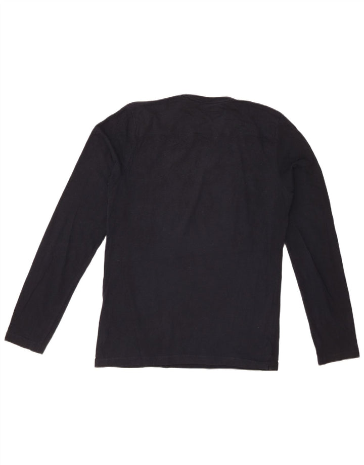 FRENCH CONNECTION Top da uomo a maniche lunghe in cotone blu navy medio