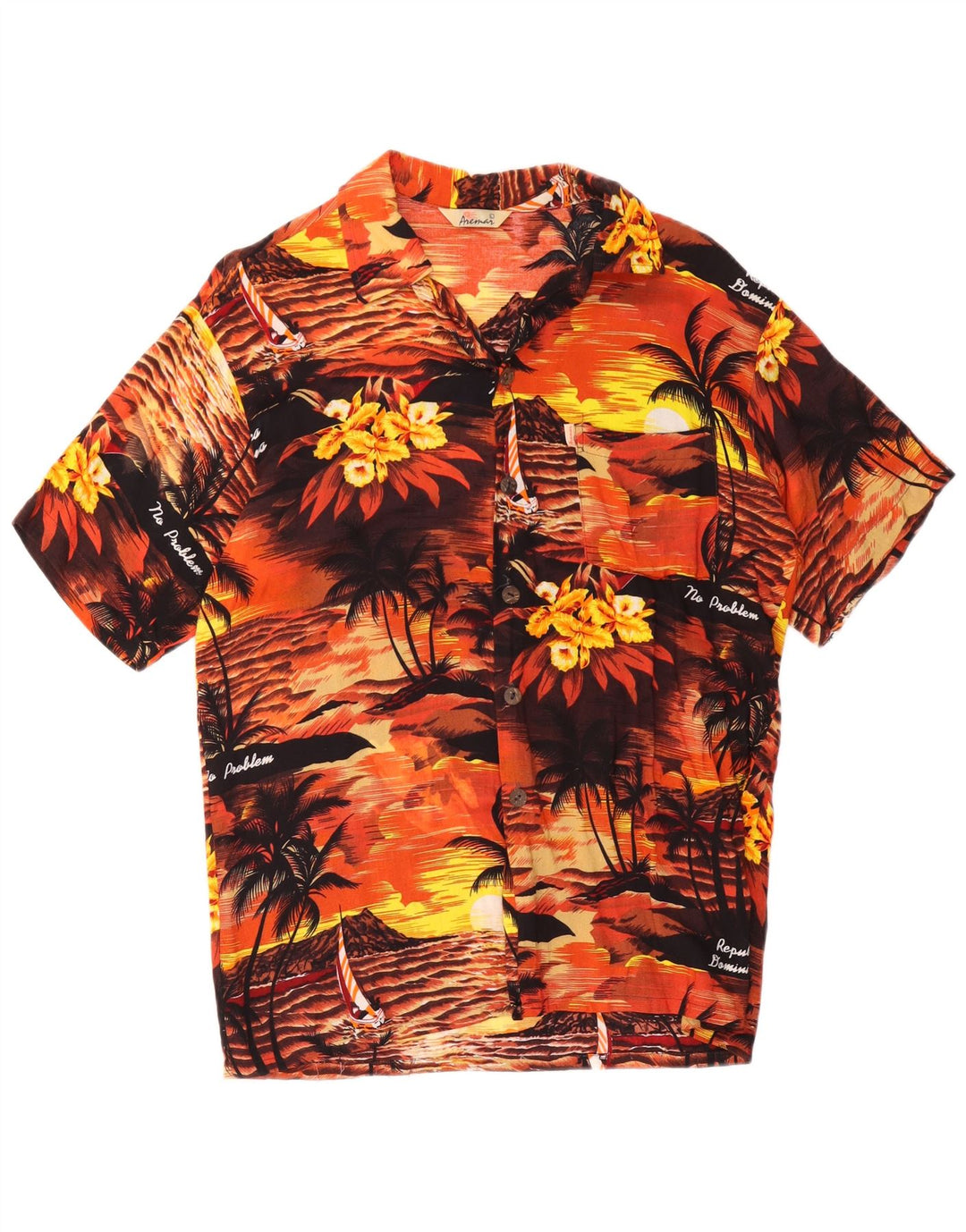 AREMAR Camicia a maniche corte da uomo grande floreale hawaiana multicolore