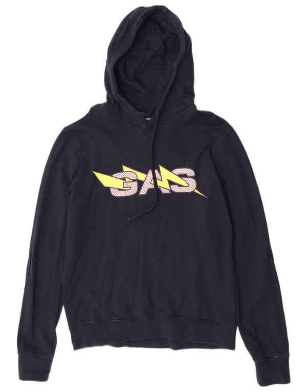 Maglione con cappuccio grafico da uomo Gas 2XL cotone blu navy