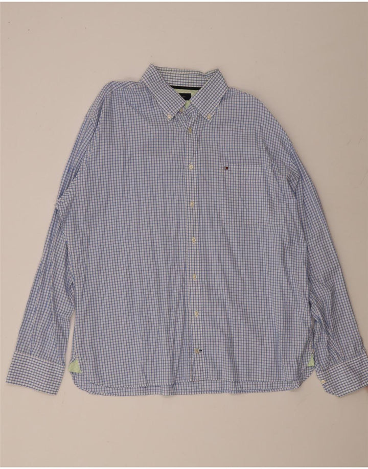 Camicia da uomo Tommy Hilfiger 2XL cotone a quadri blu