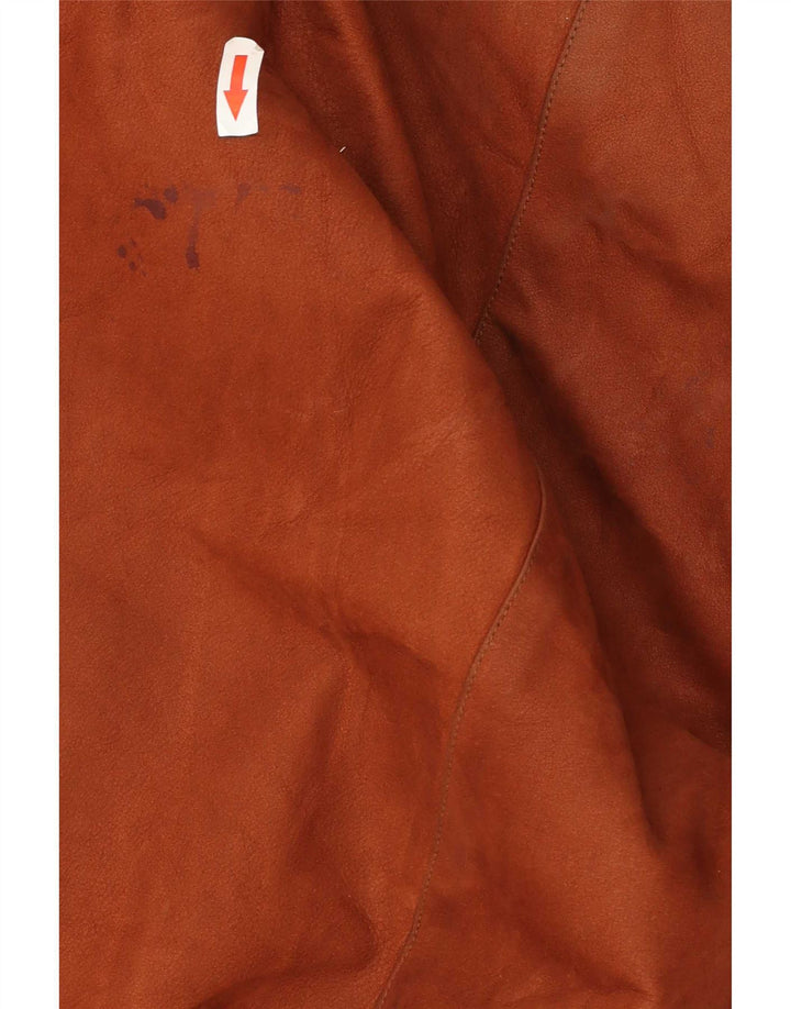 Cappotto in pelle vintage da donna UK 20 2XL Marrone