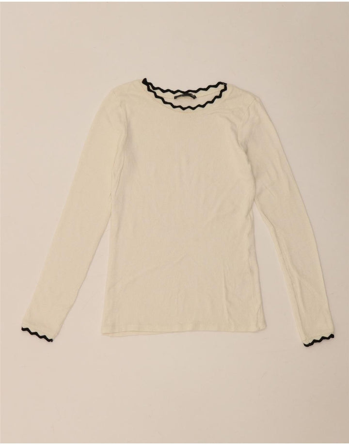 Top corto da donna Zara a maniche lunghe UK 8 Small bianco