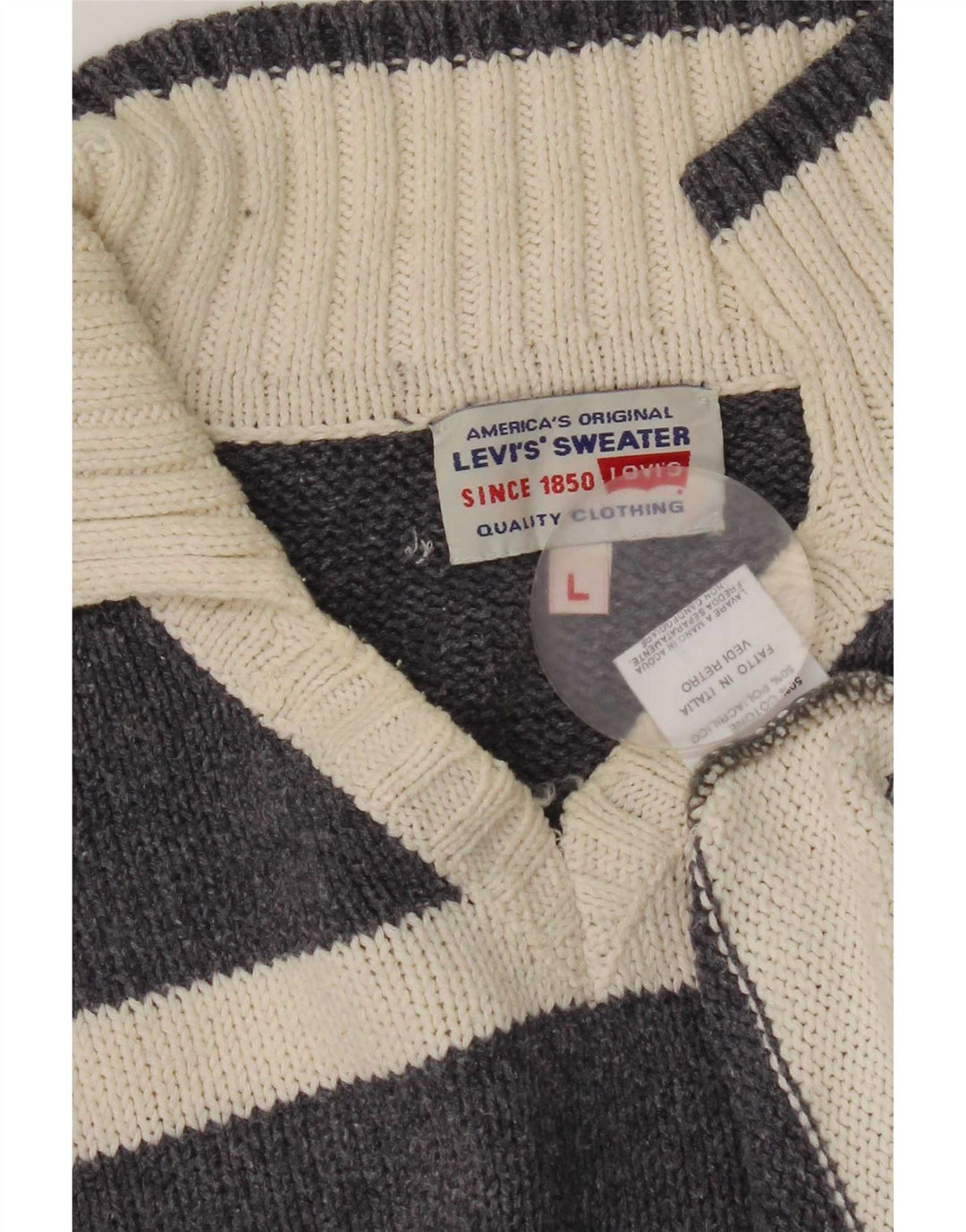 Maglione da uomo Levi's con collo alto, maglione a righe grandi in cotone grigio