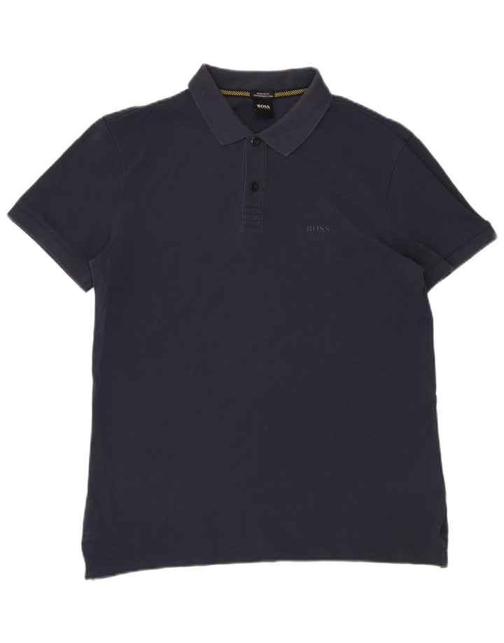 Polo da uomo HUGO BOSS Large in cotone blu navy