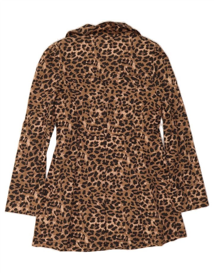 TALLY WEIJL Womens Overcoat IT 40 Small Brown Animal Print Vintage Tally Weijl and Second-Hand Tally Weijl from Messina Hembry 