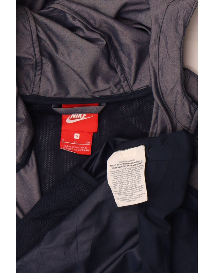 Giacca antipioggia oversize con cappuccio Nike da donna UK 10 Small in nylon color block grigio