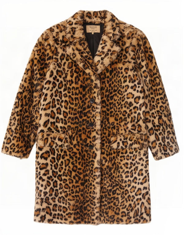 Cappotto Zara da donna in pelliccia sintetica Trafaluc UK 16 grande stampa animalier marrone