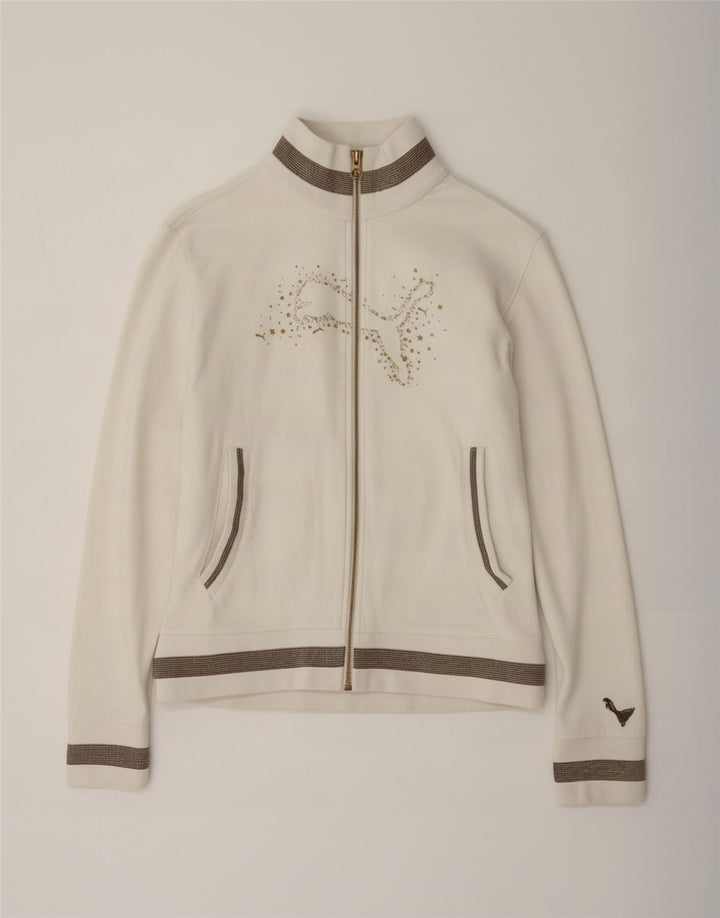 Giacca da tuta grafica da donna Puma UK 12 Medium White Colourblock