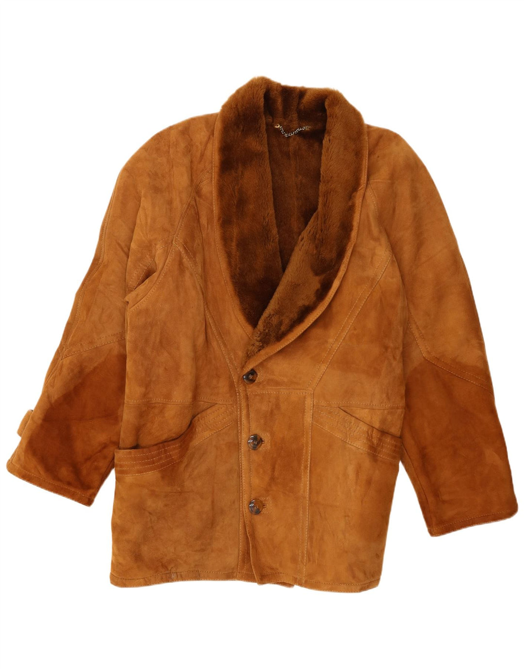 Giubbotto in shearling vintage da uomo IT 54 2XL Marrone