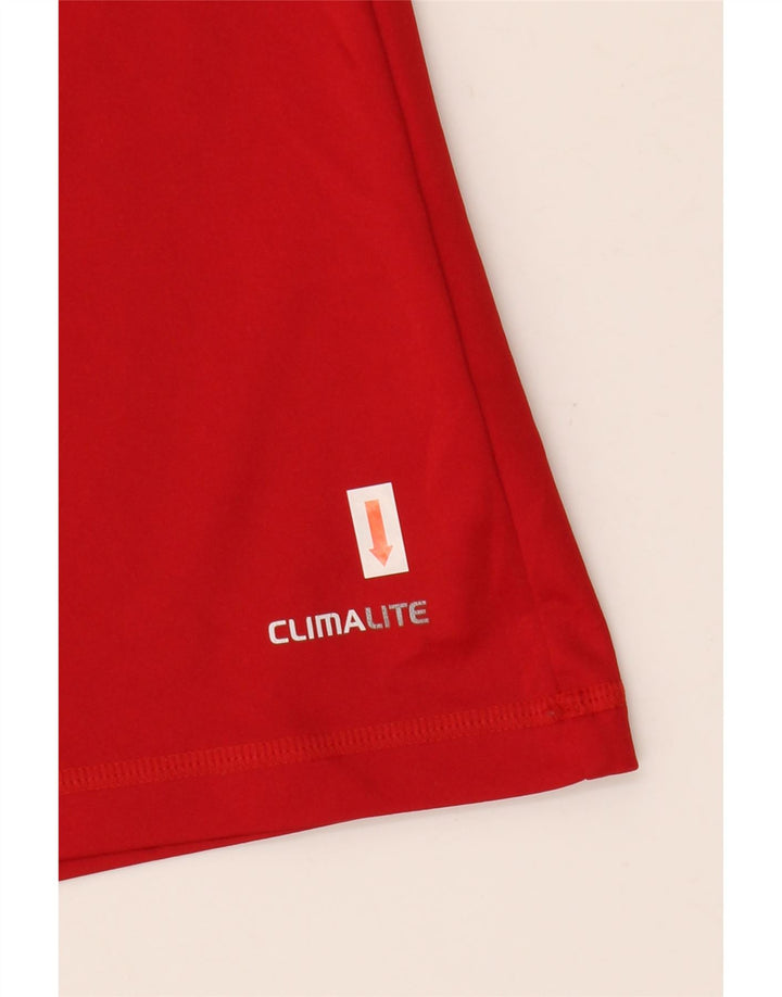 Adidas Donna Climalite Top manica lunga UK 10 Small Rosso Colourblock