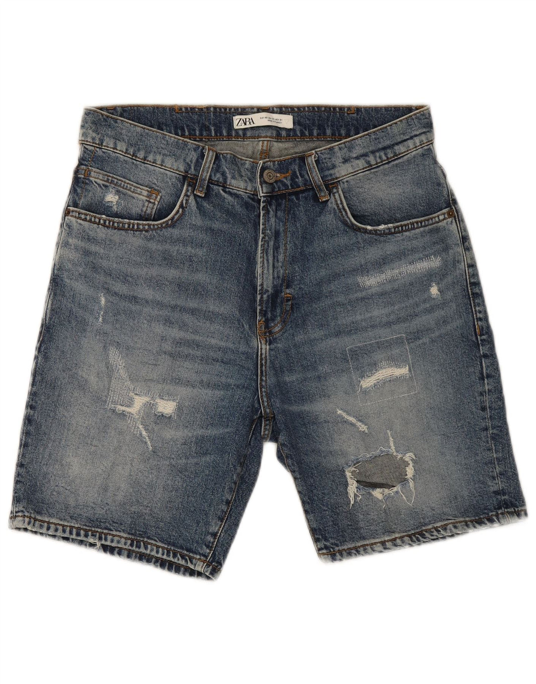 Pantaloncini di jeans invecchiati Zara da uomo EU 40 medi W31 blu