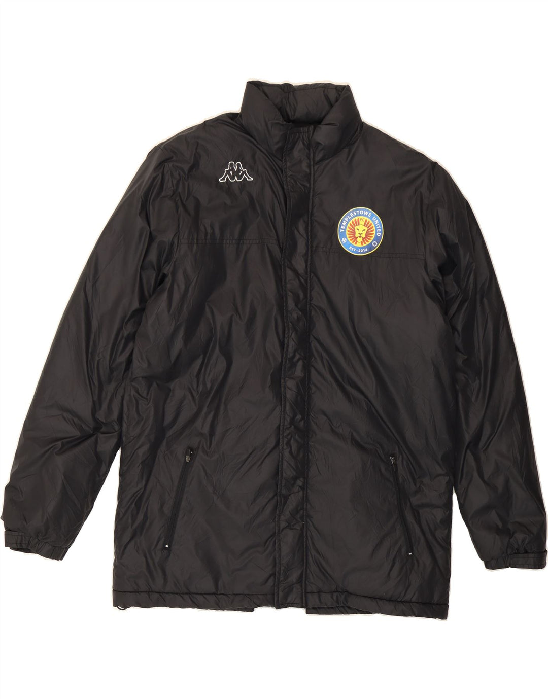 KAPPA Mens Graphic Hooded Padded Jacket UK 40 Large Black Polyester Vintage Kappa and Second-Hand Kappa from Messina Hembry 