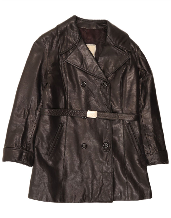 Cappotto in Pelle Doppio Petto Donna Brooklyn IT 42 Medio Pelle Nera