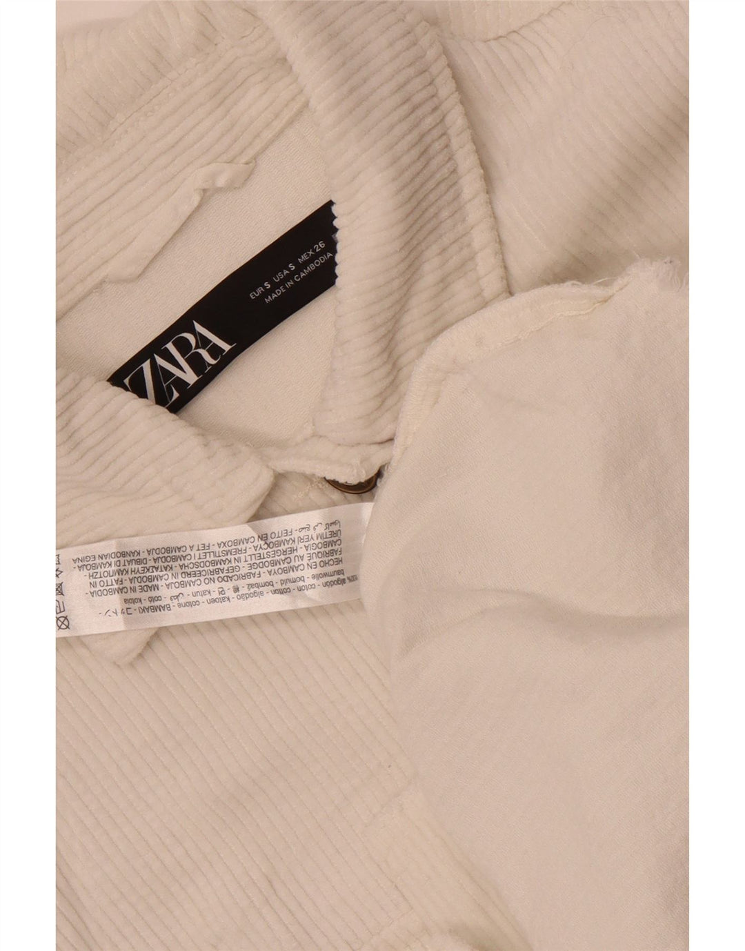 Giacca da donna oversize in velluto a coste Zara UK 10 piccola in cotone bianco