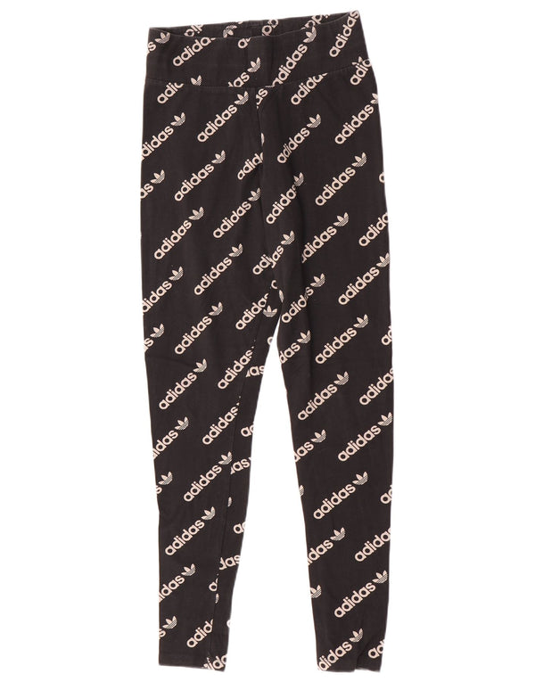 Leggings grafici da donna Adidas UK 12 cotone medio nero