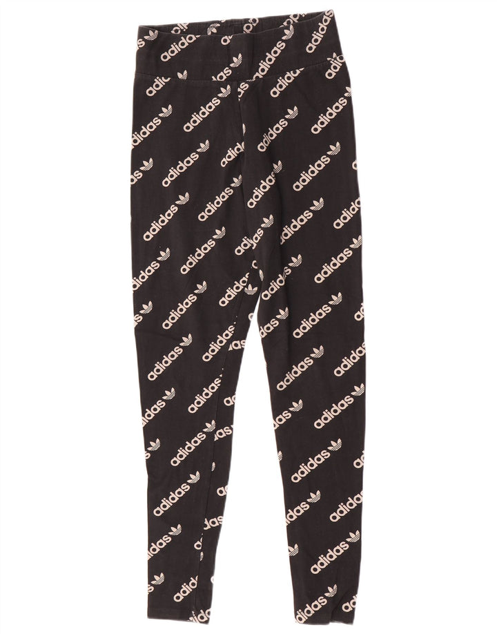 Leggings grafici da donna Adidas UK 12 cotone medio nero