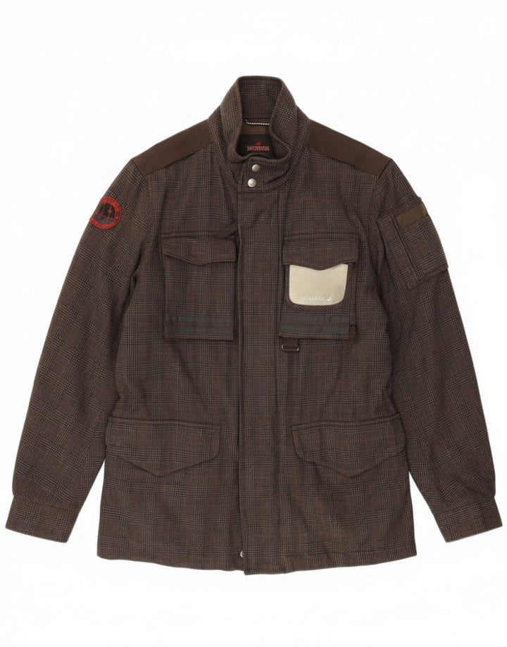 Giacca a vento da uomo Museum UK 40 Grande cotone pied de poule marrone