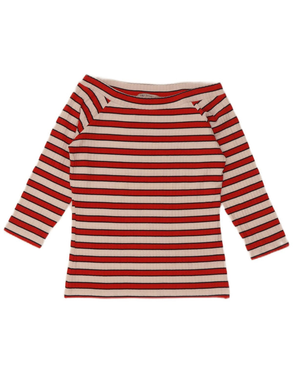 Marks & Spencer Top da donna con spalle scoperte manica 3/4 UK 12 medio rosso a righe