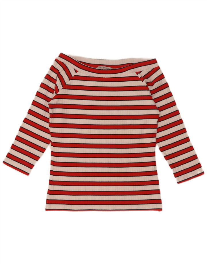 Marks & Spencer Top da donna con spalle scoperte manica 3/4 UK 12 medio rosso a righe