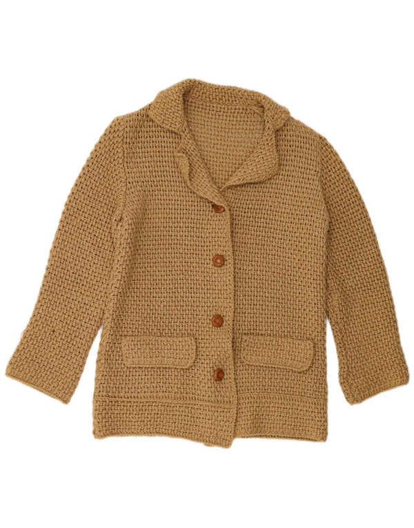 Maglione cardigan da donna vintage UK 16 grande beige