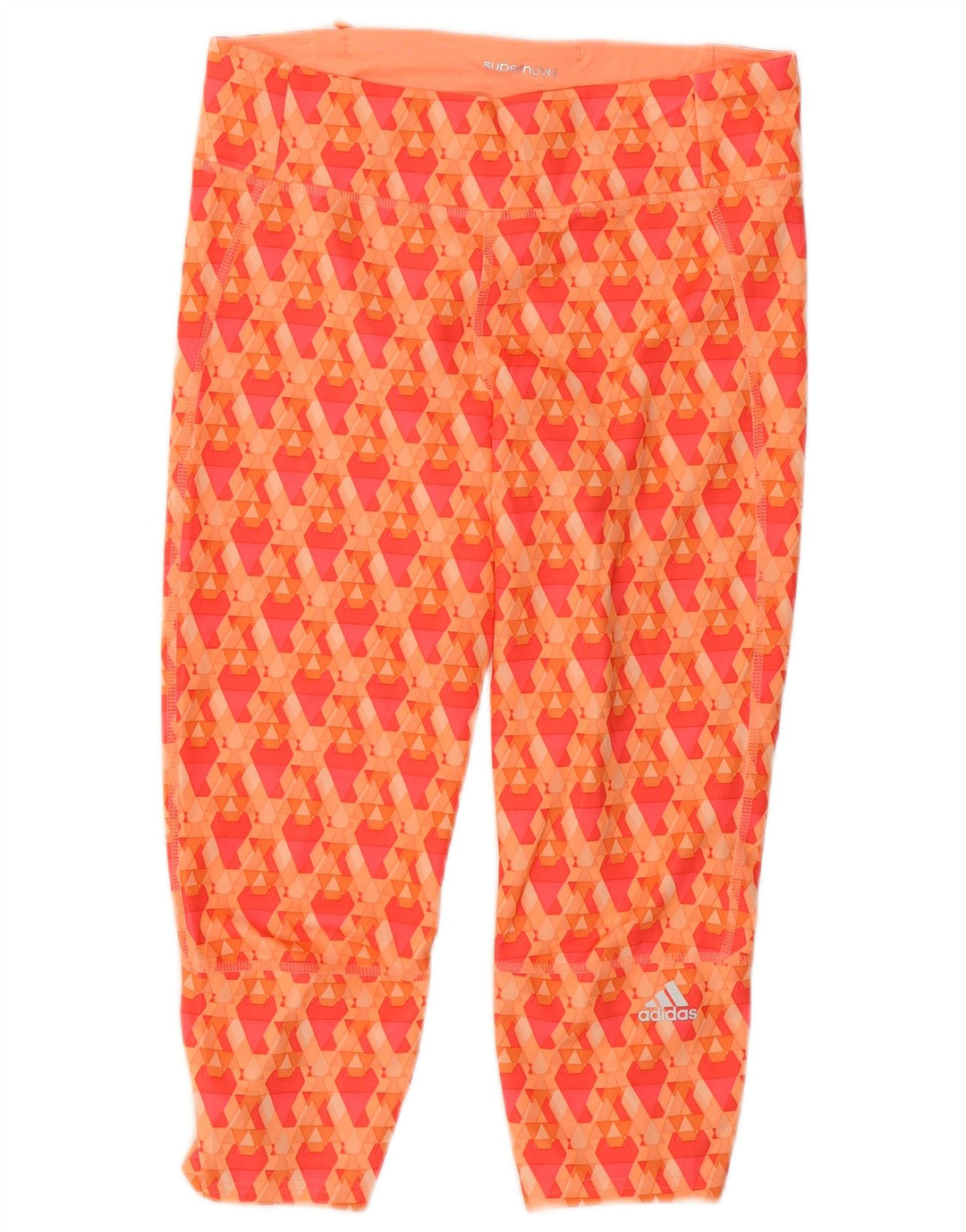 ADIDAS Womens Supernova Capri Leggings UK 8/10 Small  Orange Geometric