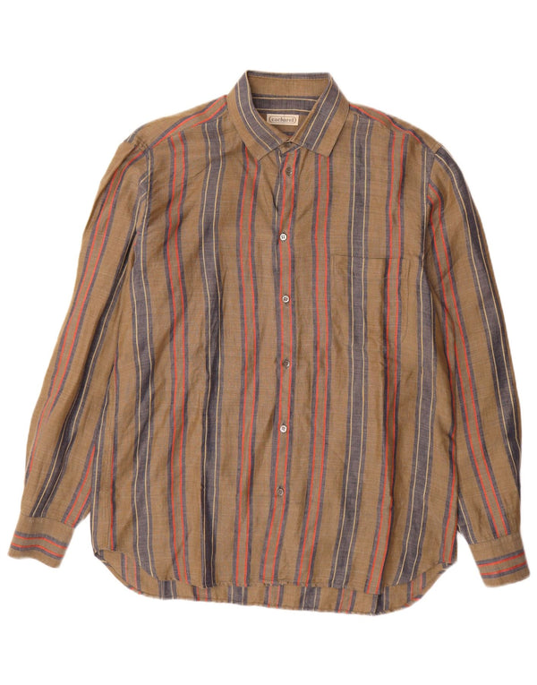 Camicia da uomo Cacharel taglia 41 16 grande lino a righe grigie