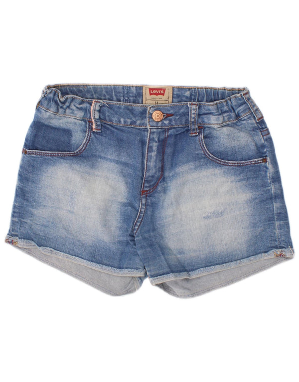 Pantaloncini di jeans effetto invecchiato Levi's per ragazze 13-14 anni W26 cotone blu