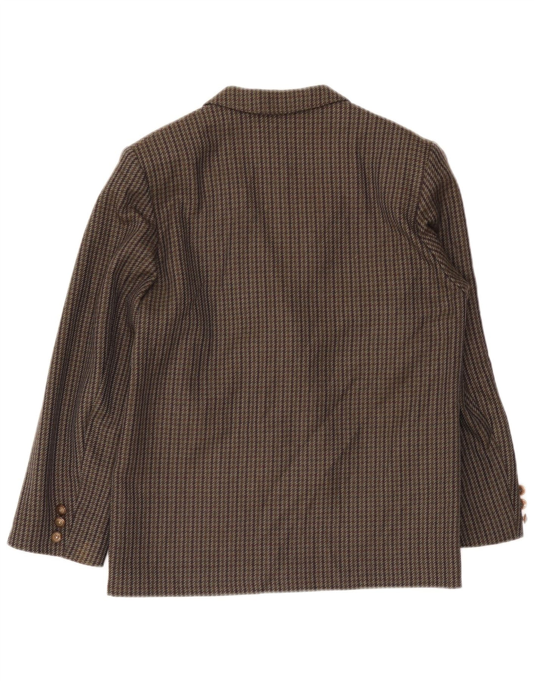 Giacca blazer doppiopetto vintage da donna UK 14 pied de poule marrone medio