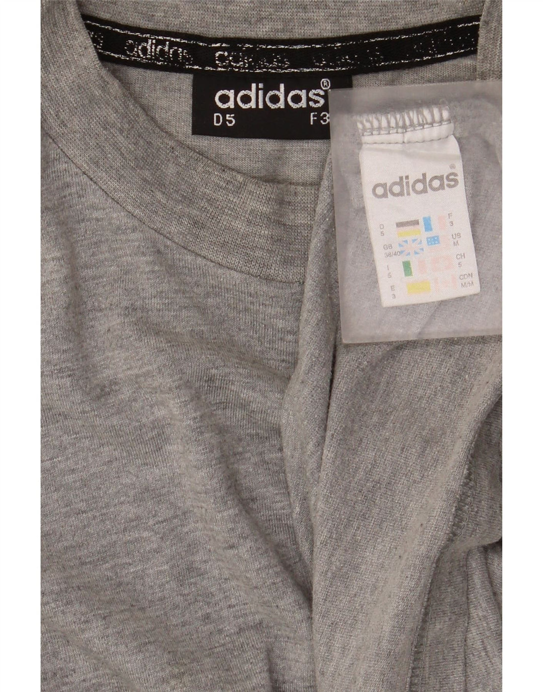 Adidas Maglia a maniche lunghe da uomo UK 38/40 Cotone chiazzato grigio medio