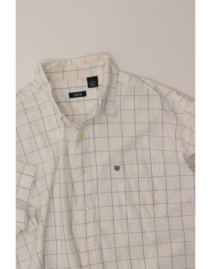 IZOD Mens Short Sleeve Shirt XL White Check Cotton Vintage Izod and Second-Hand Izod from Messina Hembry 