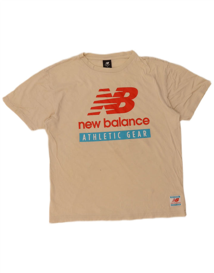 T-shirt grafica da uomo New Balance in cotone beige medio
