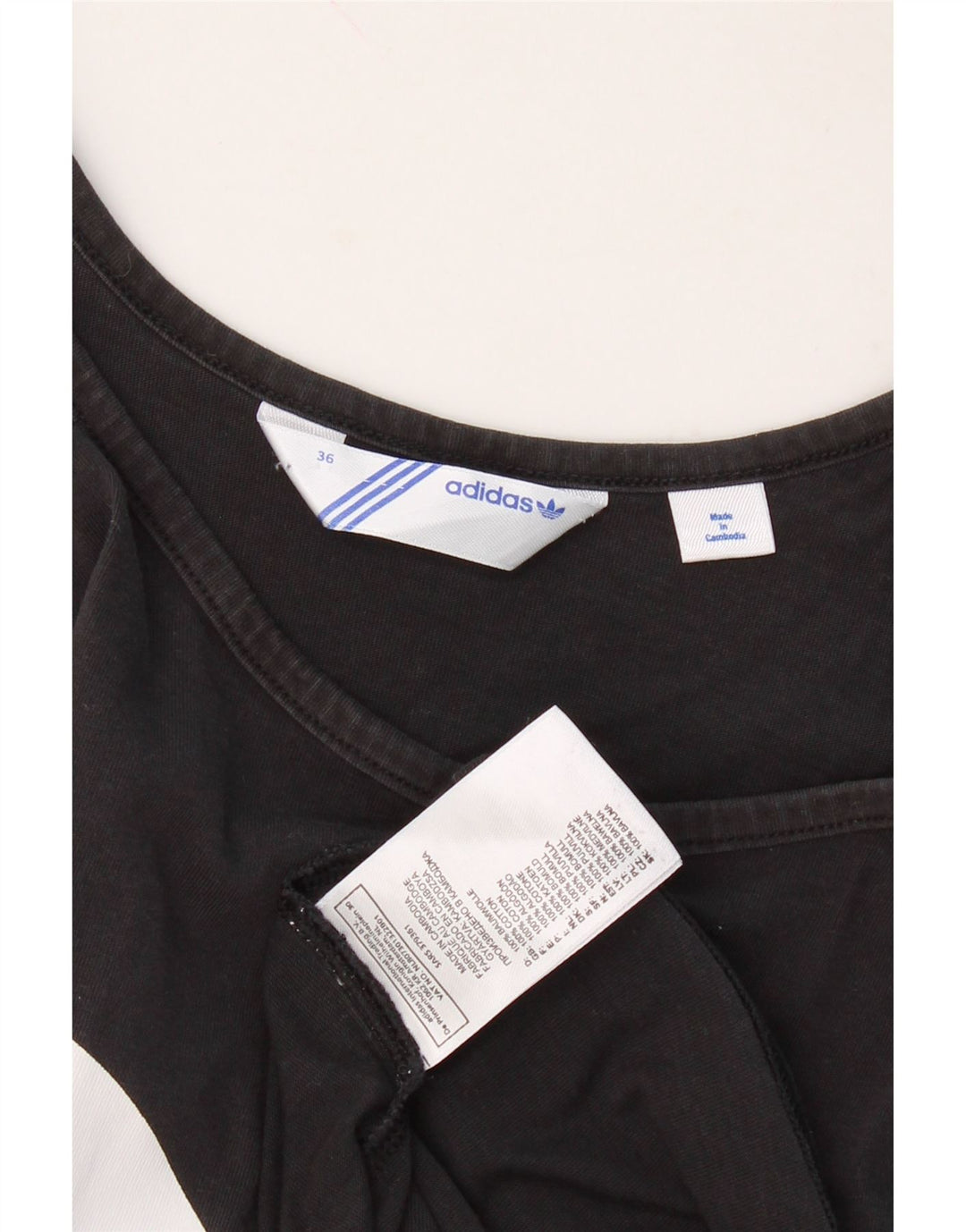 ADIDAS Womens Graphic Vest Top EU 36 Small Black Cotton Vintage Adidas and Second-Hand Adidas from Messina Hembry 