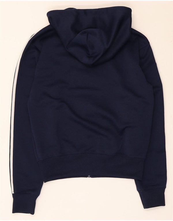 Maglione con cappuccio e zip grafica da donna Adidas UK 10 Small Poliestere blu navy
