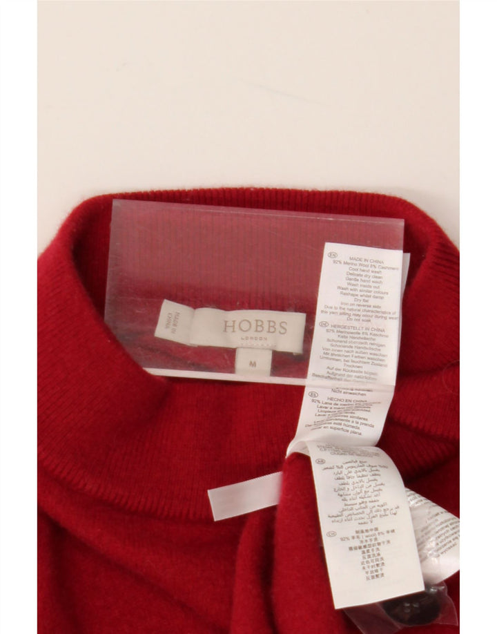 Maglione maglione da donna HOBBS con collo alto UK 12 Lana rossa media