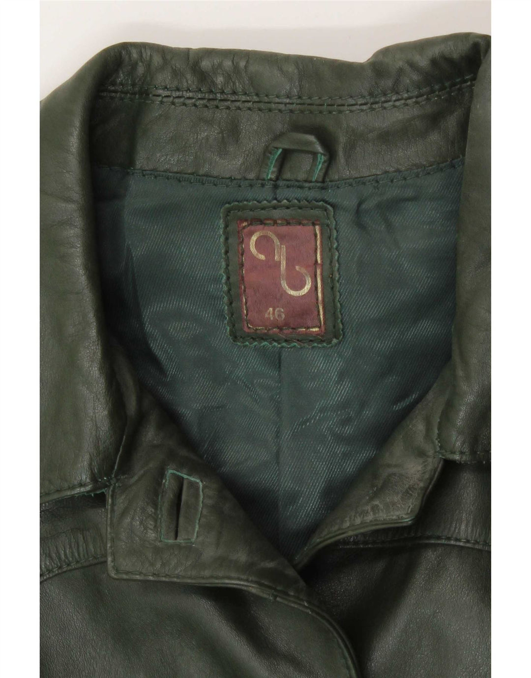 Giacca in pelle vintage da donna IT 46 grande verde