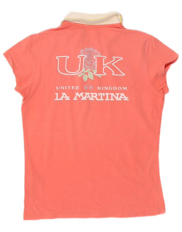 Polo grafica da donna La Martina UK 14 grande cotone color block rosa