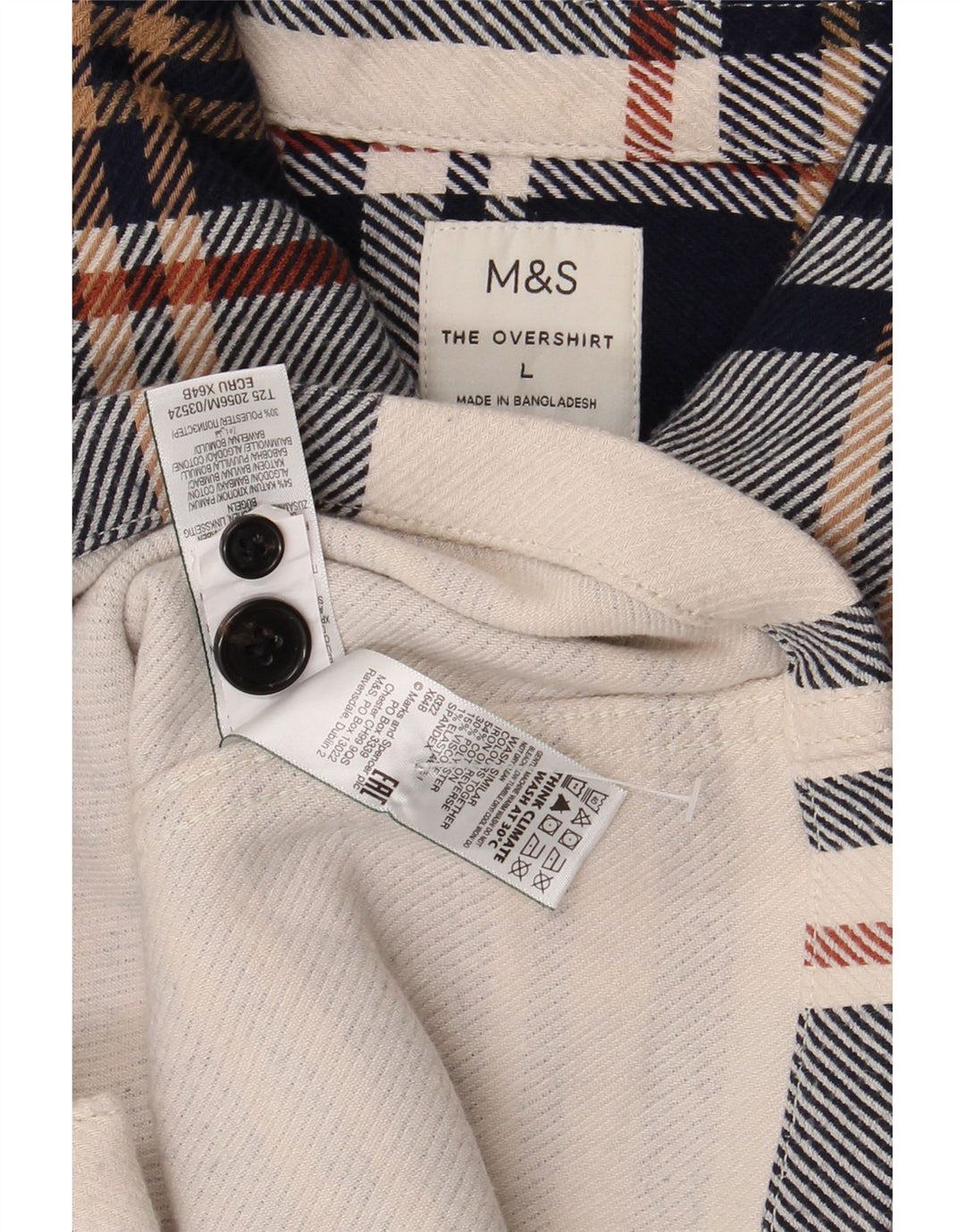 Marks & Spencer Camicia da uomo overshirt in flanella grande plaid multicolore