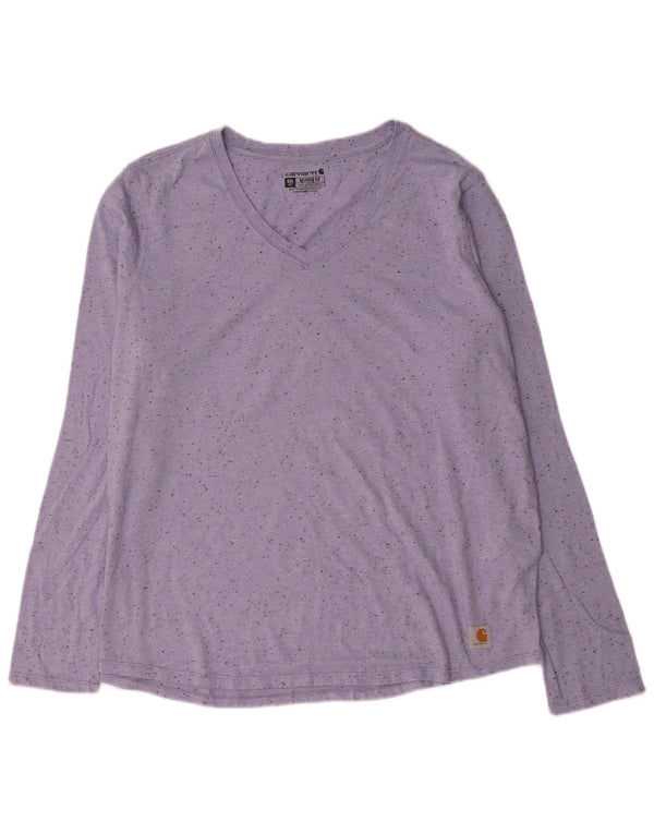 Carhartt Womens Relaxed Fit Top manica lunga US 20 2XL cotone screziato viola
