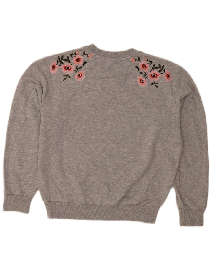 Topshop Felpa oversize da donna Maglione UK 6 XS Poliestere floreale grigio