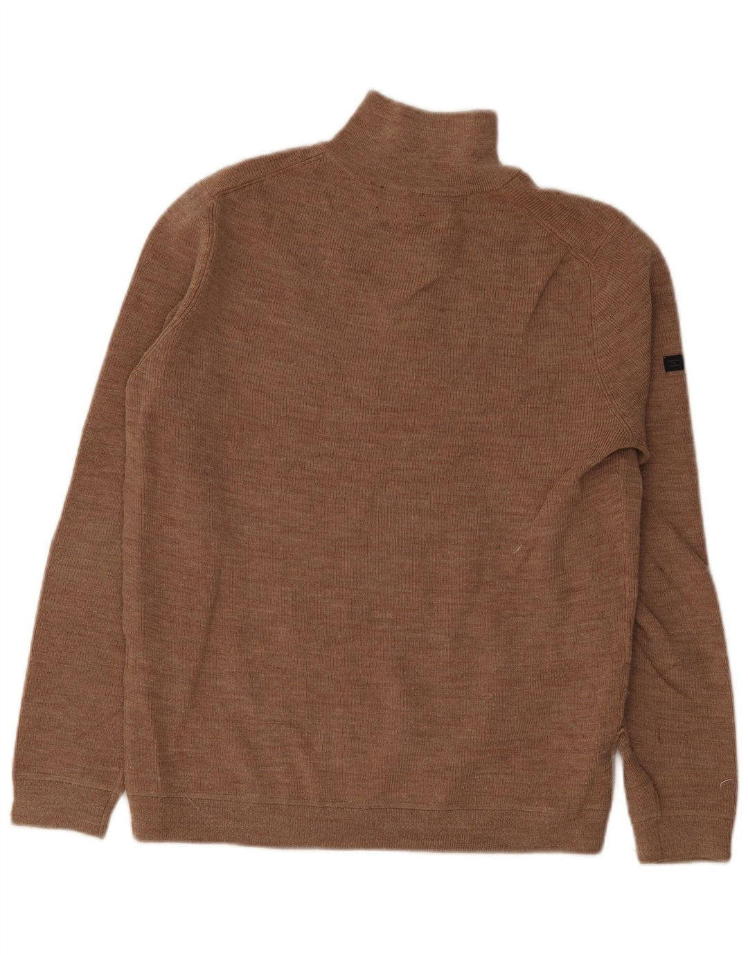 Maglione da uomo con collo con zip Superdry, grande lana merino marrone