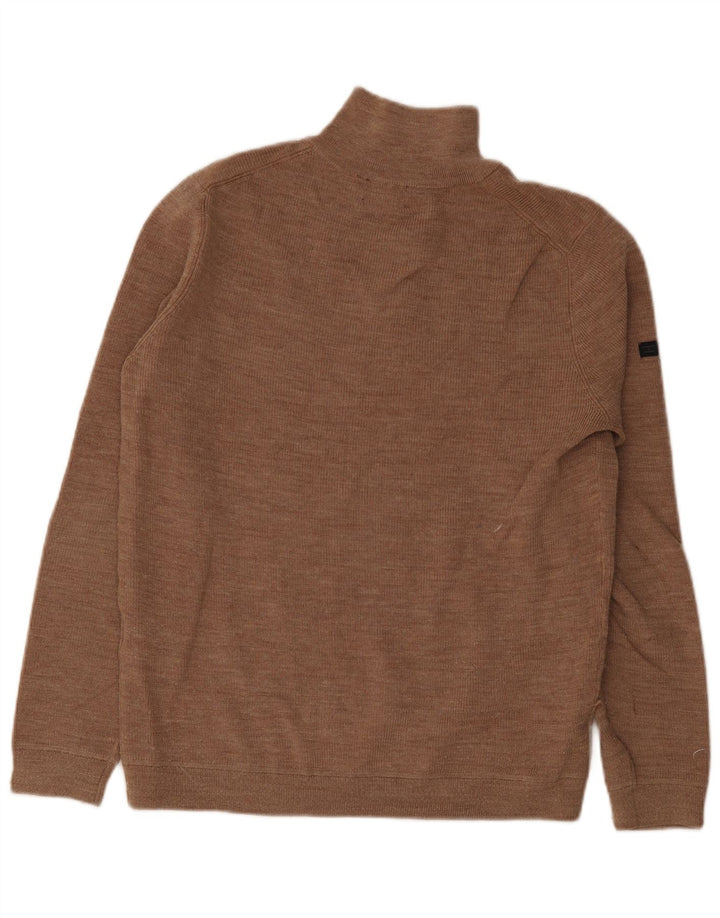 Maglione da uomo con collo con zip Superdry, grande lana merino marrone