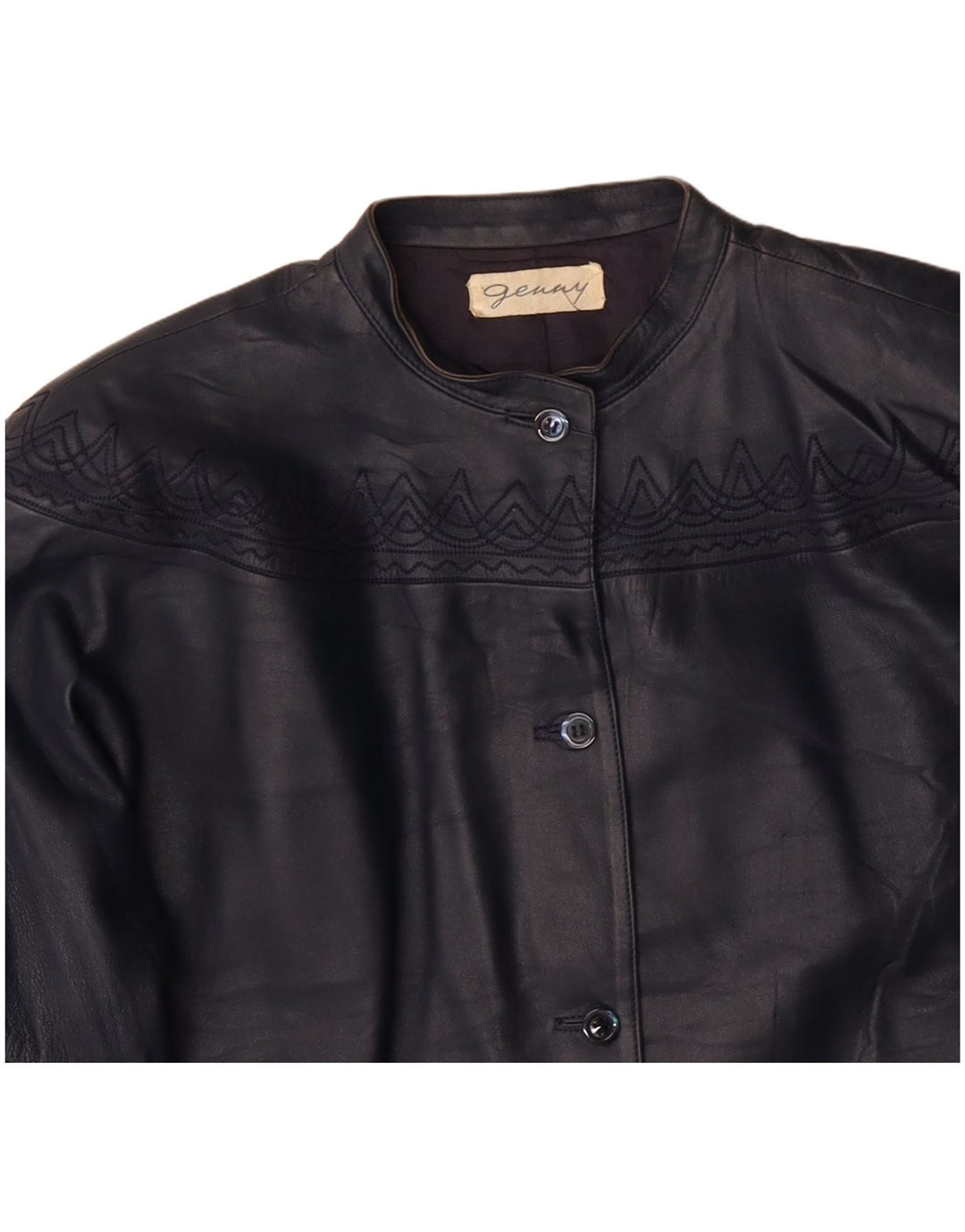 GENNY Giacca in pelle oversize da donna EU 34 XS Blu navy