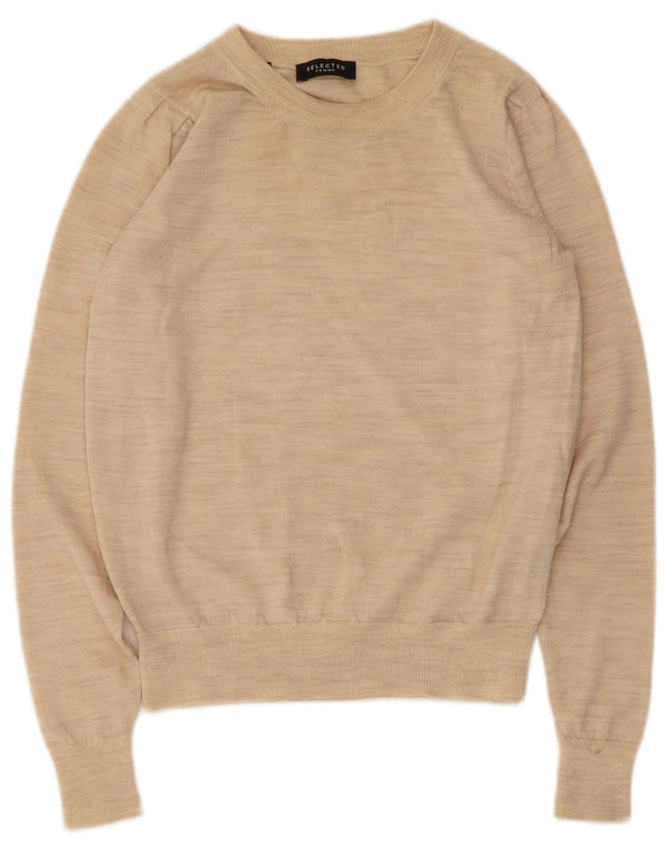 Selected Femme Donna Maglione con scollo a barca Maglione UK 6 XS Beige Lana