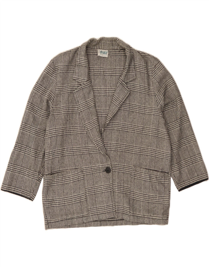NICKEL Womens 1 Button Blazer Jacket UK 18 XL Grey Houndstooth Vintage Nickel and Second-Hand Nickel from Messina Hembry 