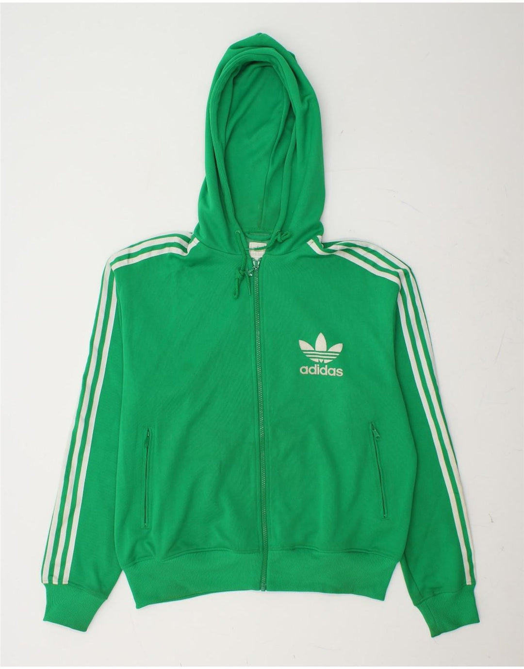 Maglione con cappuccio e zip da uomo ADIDAS XL in cotone verde