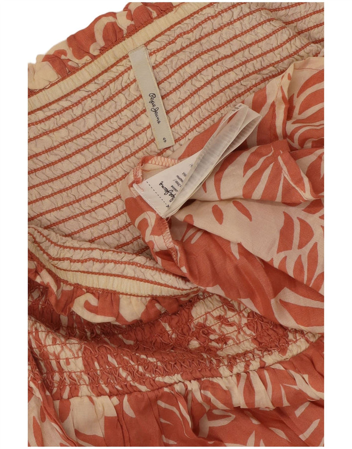 PEPE JEANS Abito da donna con spalle scoperte UK 8 Piccolo viscosa floreale rosa