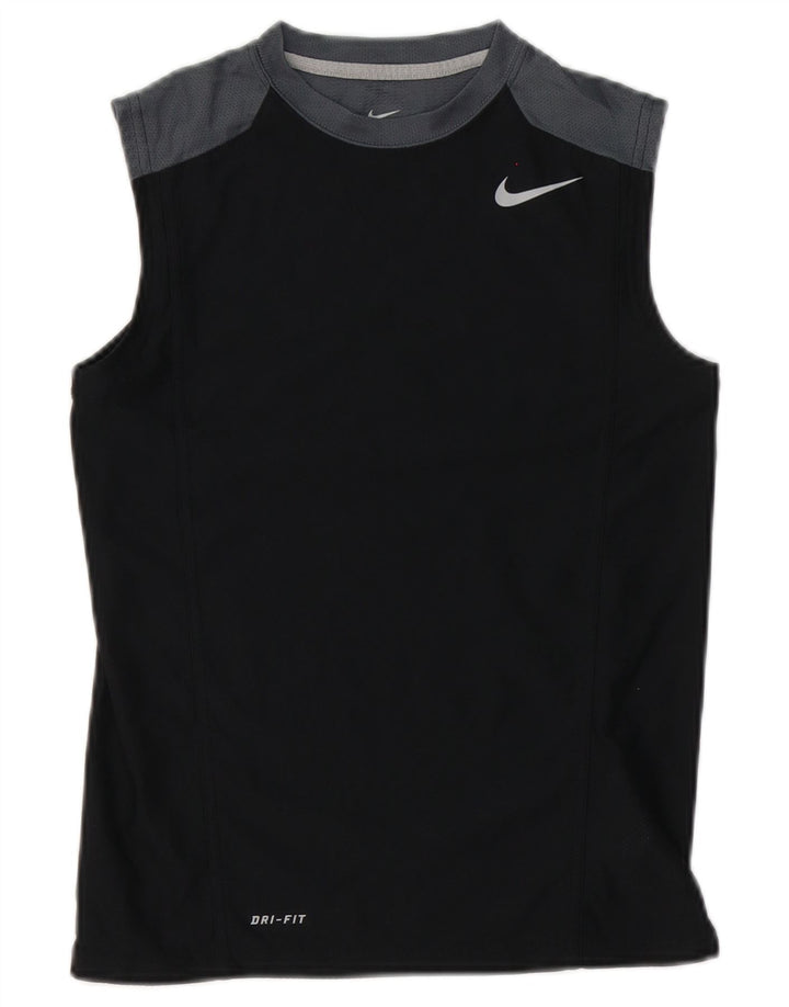 Canotta Nike Dri Fit da donna UK 10 Small Nero Colourblock Poliestere