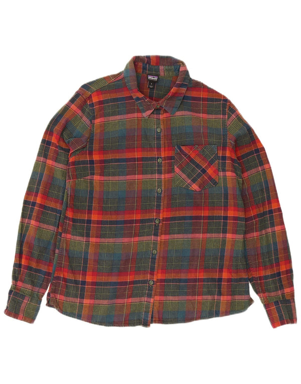Patagonia Camicia a maniche lunghe in flanella da donna UK 10 Piccolo plaid multicolore