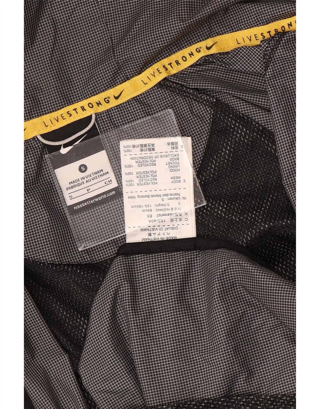 Giacca antipioggia con cappuccio Nike da uomo UK 36 Small Grey Gingham Poliestere